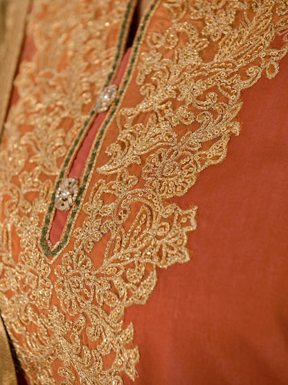 3 Piece Jacquard Suit-Embroidered (Pret)