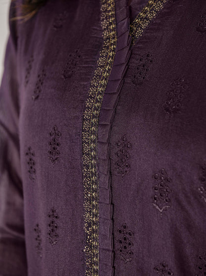 3 Piece Cotton Net Suit-Embroidered (Pret)