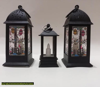 Ramadan LED Flame Light Decoration Lamp, Pack Of 3 (BLACK)