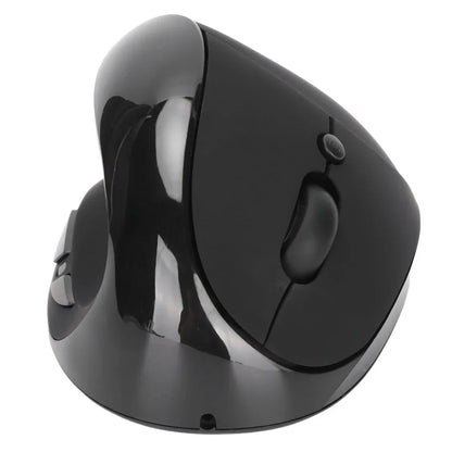 Left Hand Vertical Mouse 2.4G Wireless Vertical Ergonomic Mouse Rechargeable Mouse with USB Adapter Adjustable DPI for PC Black